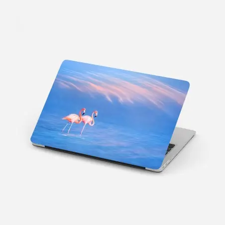 Sticker pour ordinateur portable duo de flamants roses au crépuscule – Wallnifity®
