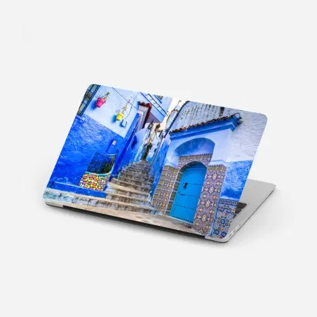 Sticker pour ordinateur portable ruelle bleue de Chefchaouen – Wallnifity®
