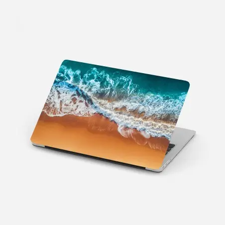 Sticker pour ordinateur portable vagues aériennes sur plage dorée – Wallnifity®