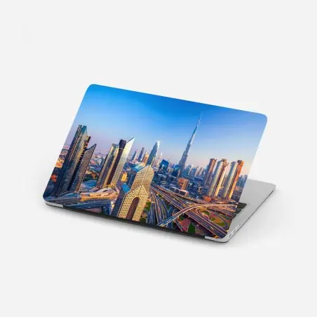 Sticker pour ordinateur portable skyline de Dubaï au coucher du soleil – Wallnifity®