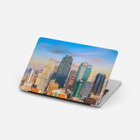 Sticker pour ordinateur portable skyline de Kansas City au crépuscule – Wallnifity®