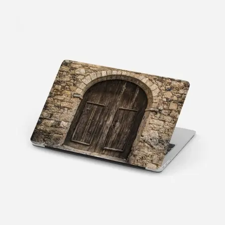 Sticker pour ordinateur portable porte médiévale en bois et pierre – Wallnifity®