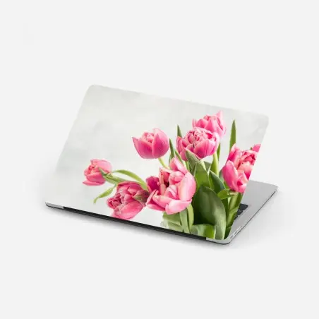 Sticker pour ordinateur portable bouquet de tulipes roses sur fond clair – Wallnifity®