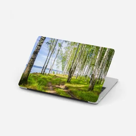 Sticker pour ordinateur portable clairière de bouleaux au bord du lac – Wallnifity®