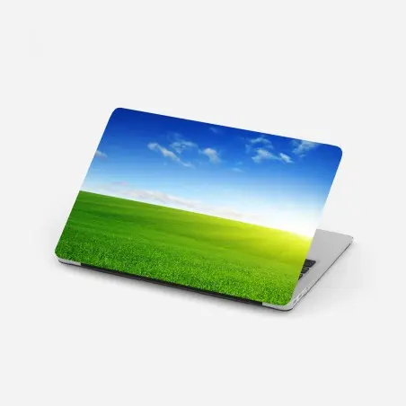 Sticker pour ordinateur portable horizon ensoleillé sur prairie verdoyante – Wallnifity®