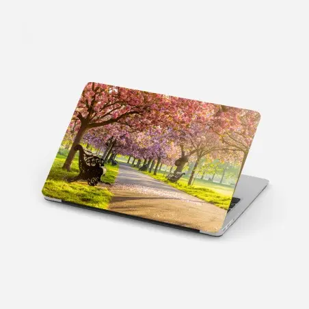 Sticker pour ordinateur portable promenade sous les cerisiers en fleurs – Wallnifity®