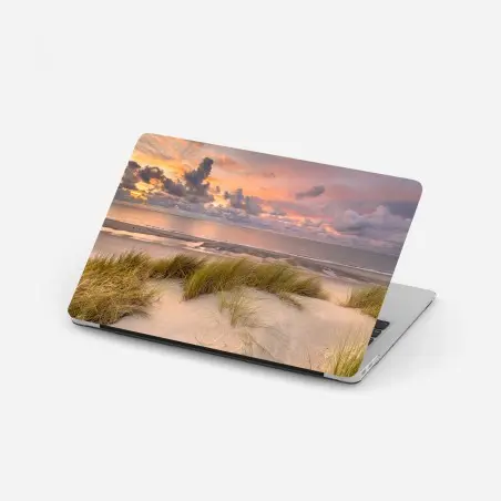 Sticker pour ordinateur portable coucher de soleil sur les dunes de Zélande – Wallnifity®