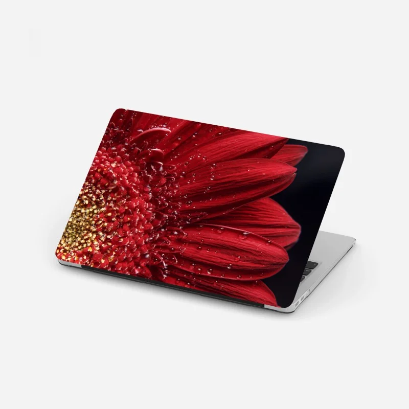 Sticker pour ordinateur portable gerbera rouge en gros plan – Wallnifity®