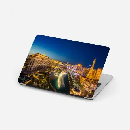Sticker pour ordinateur portable ciel nocturne de Las Vegas avec fontaines illuminées – Wallnifity®