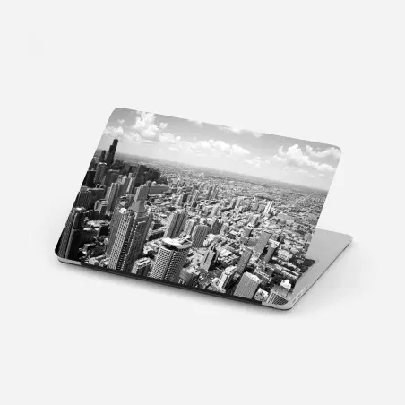 Sticker pour ordinateur portable ligne d'horizon de Chicago en noir et blanc – Wallnifity®