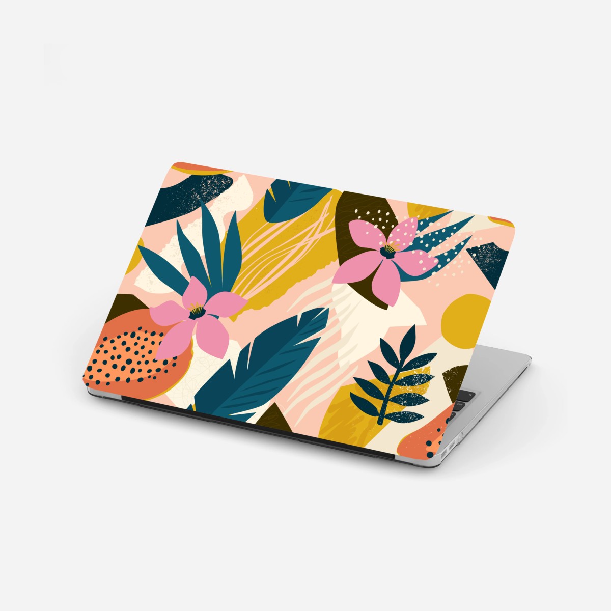 Sticker pour ordinateur portable jardin tropical abstrait aux fleurs roses – Wallnifity®