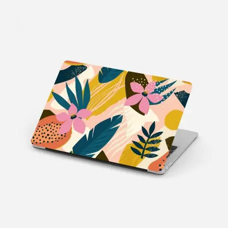 Sticker pour ordinateur portable jardin tropical abstrait aux fleurs roses – Wallnifity®