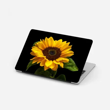 Sticker pour ordinateur portable éclat de tournesol sur fond noir – Wallnifity®