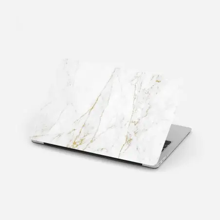Sticker pour ordinateur portable marbre blanc aux veinures dorées – Wallnifity®