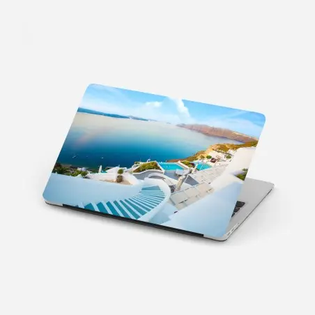 Sticker pour ordinateur portable escapade méditerranéenne à Santorin – Wallnifity®
