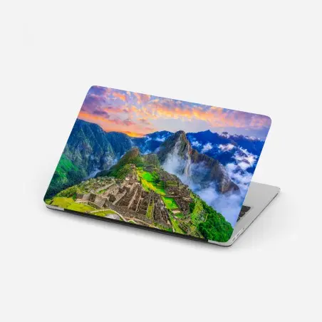 Sticker pour ordinateur portable lever de soleil sur Machu Picchu, panorama des Andes – Wallnifity®