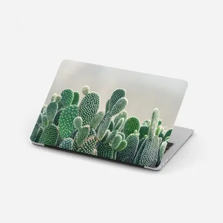 Sticker pour ordinateur portable opuntia en gros plan – élégance verte et texture – Wallnifity®