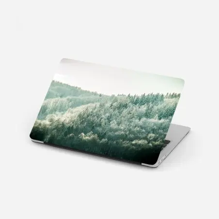 Sticker pour ordinateur portable forêt hivernale givrante à la lumière douce – Wallnifity®