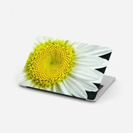 Sticker pour ordinateur portable marguerite en gros plan : spirale botanique – Wallnifity®
