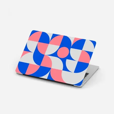 Sticker pour ordinateur portable composition géométrique scandinave en bleu et rose – Wallnifity®