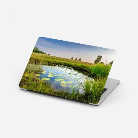 Sticker pour ordinateur portable étang de nénuphars et prairie sauvage – Wallnifity®