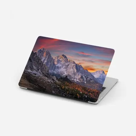 Sticker pour ordinateur portable crépuscule alpin sur les sommets d'automne – Wallnifity®