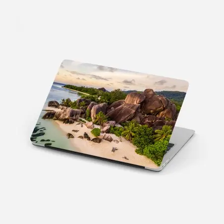 Sticker pour ordinateur portable paradis de sable blanc à Anse d'Argent, La Digue – Wallnifity®