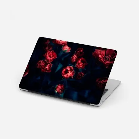 Sticker pour ordinateur portable bouquet de tulipes rouges sur fond sombre – Wallnifity®