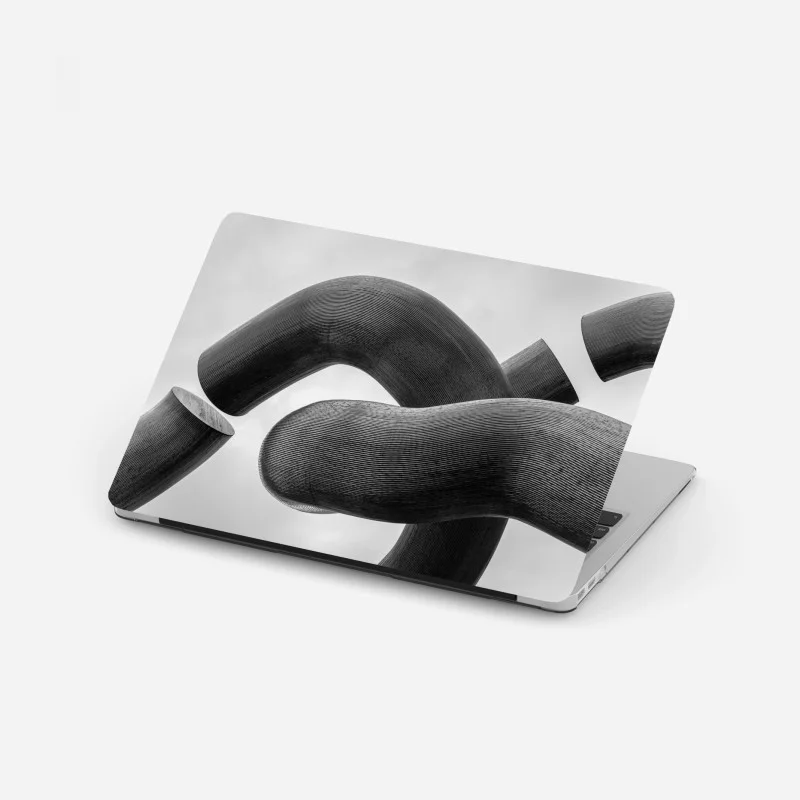 Sticker pour ordinateur portable ondes sculpturales en noir et blanc – Wallnifity®