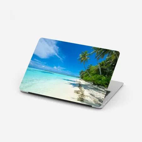 Sticker pour ordinateur portable île tropicale des Maldives au sable blanc – Wallnifity®