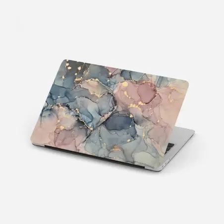 Sticker pour ordinateur portable marbrures dorées: harmonie abstraite en tons pastel – Wallnifity®