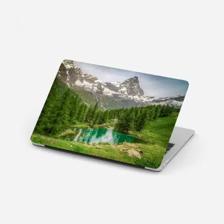 Sticker pour ordinateur portable lac bleu alpin de Cervinia – Wallnifity®