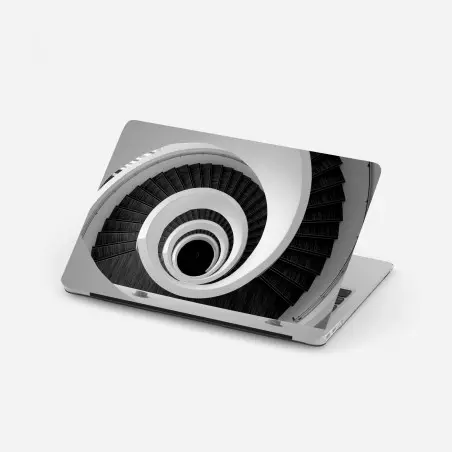 Sticker pour ordinateur portable spirale architecturale en noir et blanc – Wallnifity®