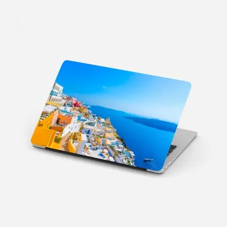 Sticker pour ordinateur portable vue panoramique sur la caldeira de Santorin – Wallnifity®