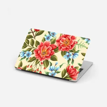 Sticker pour ordinateur portable motif floral aquarelle aux grandes fleurs rouges – Wallnifity®