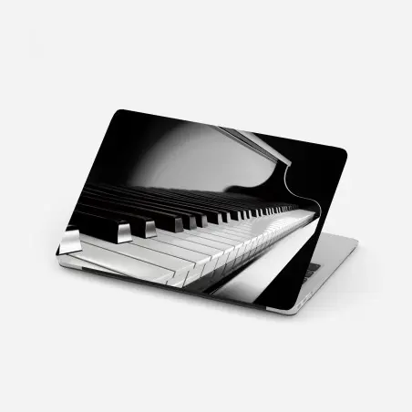 Sticker pour ordinateur portable élégance du piano en noir et blanc – Wallnifity®