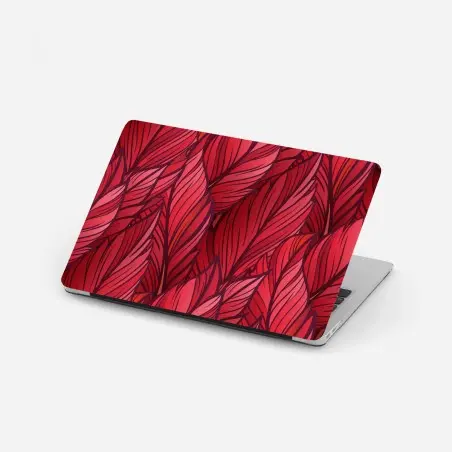 Sticker pour ordinateur portable motif de grandes feuilles rouges stylisées – Wallnifity®