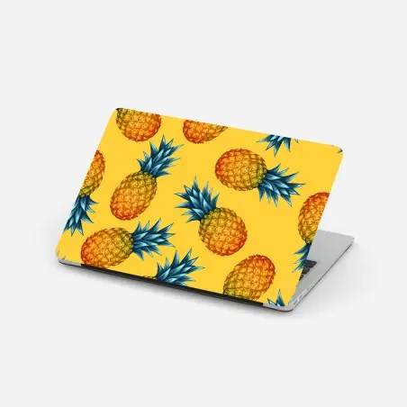 Sticker pour ordinateur portable motif ananas tropicaux sur fond jaune – Wallnifity®