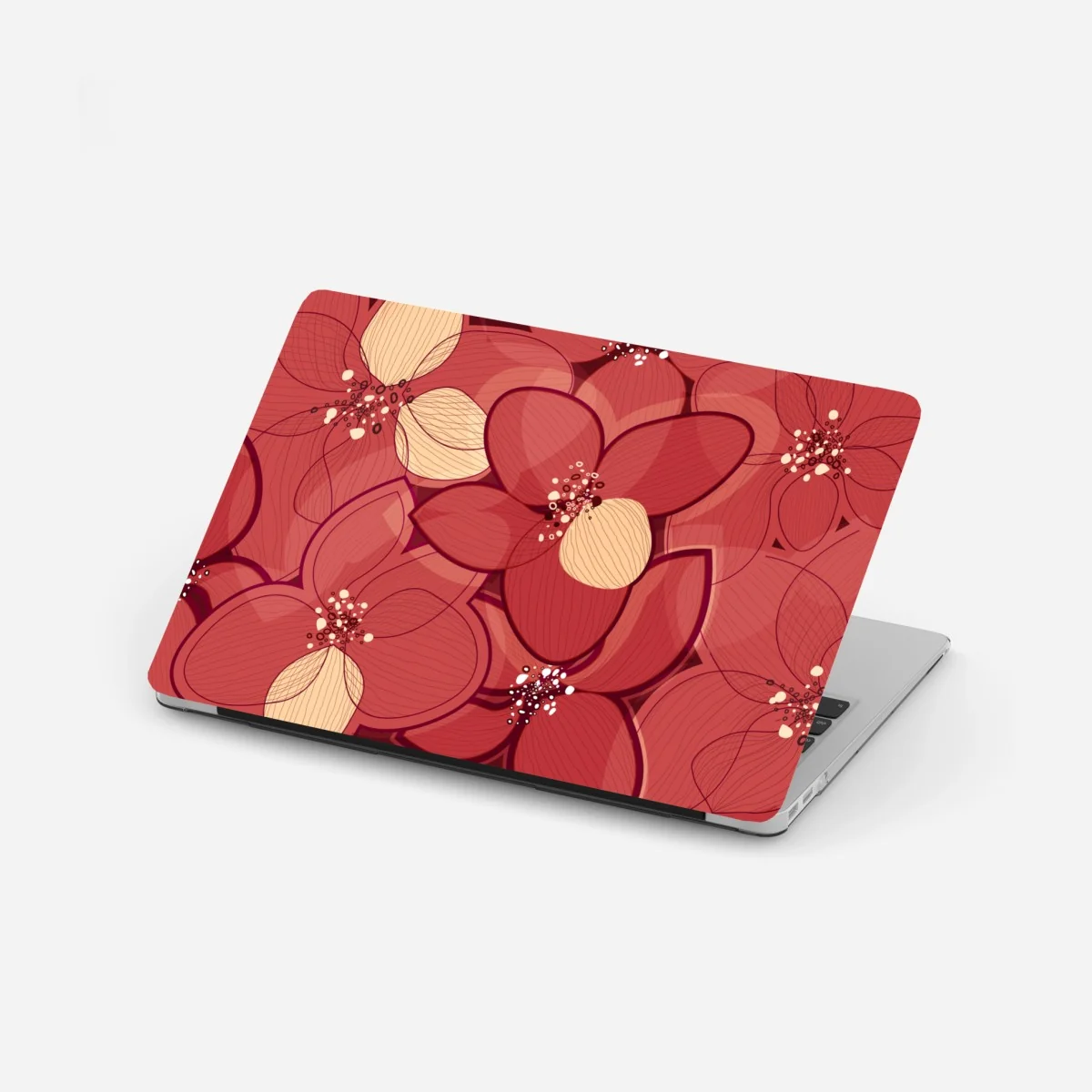 Sticker pour ordinateur portable motif floral rouge et crème – Wallnifity® Sticker pour ordinateur portable motif floral rouge et crème – Wallnifity®