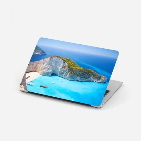 Sticker pour ordinateur portable panorama de Navagio, eaux turquoises de Zakynthos – Wallnifity®
