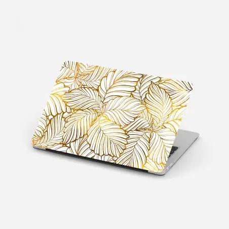 Sticker pour ordinateur portable motif feuilles tropicales dorées – Wallnifity®