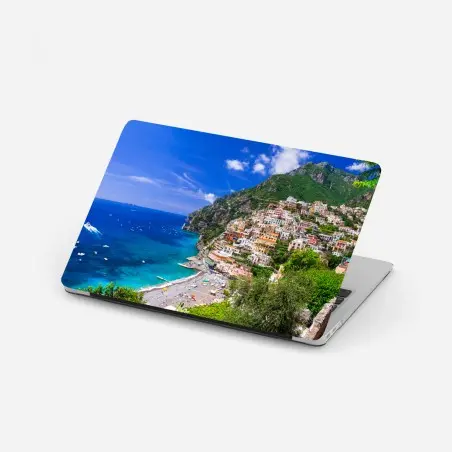 Sticker pour ordinateur portable vue panoramique de Positano au bord de la mer – Wallnifity®