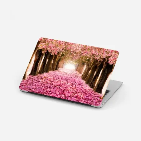Sticker pour ordinateur portable allée de cerisiers en fleurs – Wallnifity®