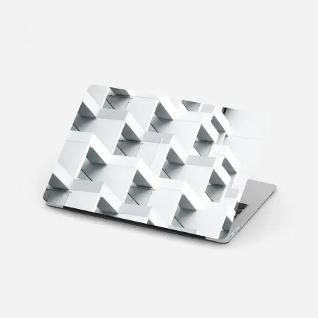 Sticker pour ordinateur portable façade géométrique en béton blanc – Wallnifity®