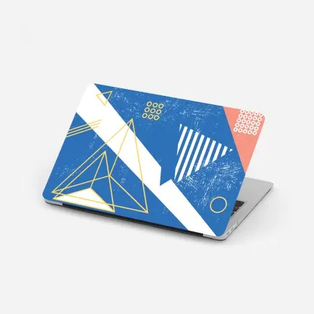 Sticker pour ordinateur portable composition géométrique bleue et jaune – Wallnifity®