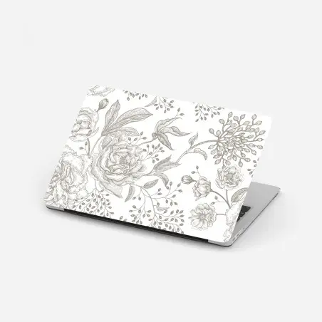 Sticker pour ordinateur portable fleurs vintage en lignes délicates – Wallnifity®