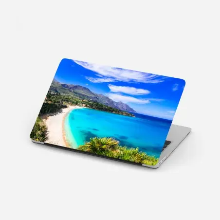 Sticker pour ordinateur portable paysage côtier aux eaux turquoises et plages de sable – Wallnifity®