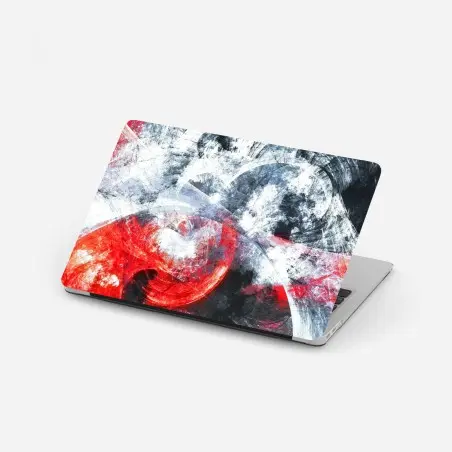 Sticker pour ordinateur portable vortex fractal rouge et blanc – Wallnifity®