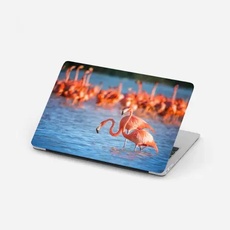 Sticker pour ordinateur portable élégance des flamants roses au bord de l'eau – Wallnifity®