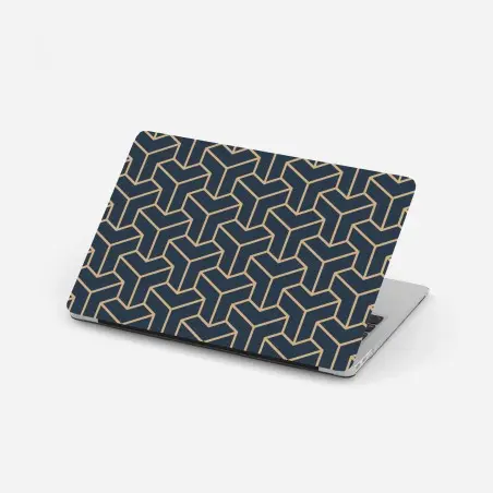 Sticker pour ordinateur portable motif géométrique bleu marine et doré en 3d – Wallnifity®